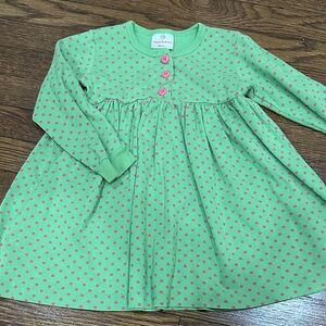 Hanna Andersson Green and Pink Polka Dot Kids Dress